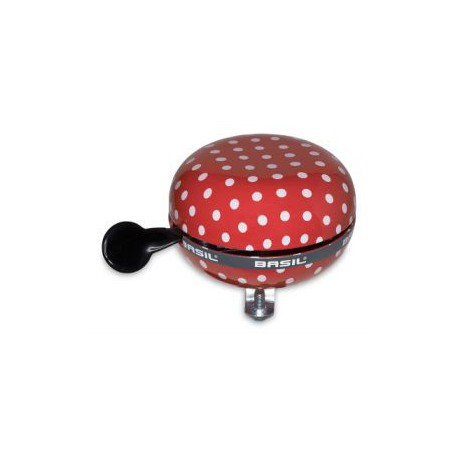 Ding dong fietsbel Basil polkadot rood/wit