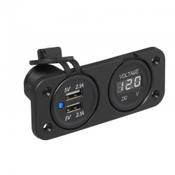 Stekkerdoos met voltmeter inbouw 12-24 volt sigarettenaansteker